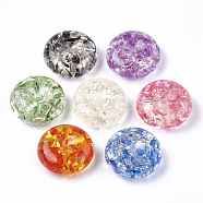 Resin Beads, Imitation Amber, Flat Round, Mixed Color, 34x12mm, Hole: 2.5mm(RESI-T024-01)