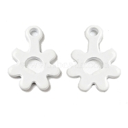 Spray Painted 201 Stainless Steel Charms, Flower Charms, White, 11x8.5x1mm, Hole: 1.2mm(STAS-G304-22E)