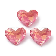 Glass Rhinestone Cabochons, Point Back & Back Plated, Faceted, Heart, Fuchsia, 10x12x5mm(RGLA-G020-04C-502AM)