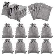 Burlap Packing Pouches Drawstring Bags, Gray, 13.5~14x9.5~10cm(ABAG-Q050-10x14-04)