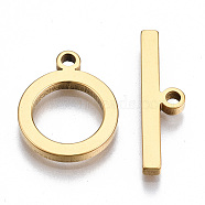 201 Stainless Steel Toggle Clasps, Nickel Free, Ring, Real 18K Gold Plated, Ring: 17x13.5x2mm, Hole: 1.8mm, Bar: 22x6x2mm, Hole: 1.8mm(STAS-Q241-007G-NF)