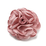 Fabric Rose Flower Brooch for Women, with Iron Pin & Alligator Clip, Indian Red, 53~55x53~55x34~37mm(JEWB-B011-01A)