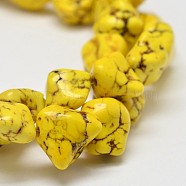 Dyed Natural Magnesite Bead Strands, Nugget, Yellow, 19~45x22~55mm, Hole: 1mm, about 44~100pcs/1000g(G-M139-05-C)