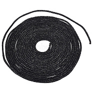 10 Yards PVC Tubular Synthetic Rubber Cord, Hollow Pipe, with Paillette, Black, 5mm, Hole: 1.6mm(RCOR-WH0003-04A)