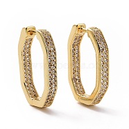 Clear Cubic Zirconia Oval Hoop Earrings, Brass Jewelry for Women, Golden, 20.5x14x3mm, Pin: 0.7mm(EJEW-I280-07G)