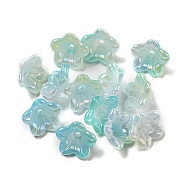Iridescent Acrylic Bead Caps, AB Color Plated, 5-Petal Flower, Medium Turquoise, 12.5x12.5x6.5mm, Hole: 1.5mm(X-OACR-C021-08D)