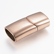 304 Stainless Steel Magnetic Clasps with Glue-in Ends, Smooth Surface, Rectangle, Rose Gold, 29x14x8.5mm, Hole: 6~7x12mm(STAS-F130-80RG)