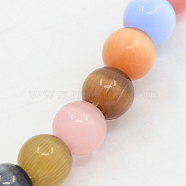 Cat Eye Beads Strands, Round, Mixed Color, 5mm, Hole: 1mm, about 85pcs/strand, 16 inch(CE-D061-A1)
