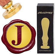 Brass Wax Seal Stamp with Rosewood Handle, for DIY Scrapbooking, Letter J, 25mm(AJEW-WH0412-0267)