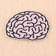 Computerized Embroidery Cloth Iron on/Sew on  Patches, Costume Accessories, Appliques, Brain, Pink, 47x69mm(DIY-F038-D03)