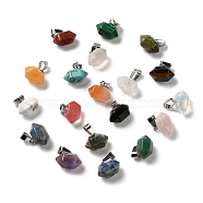 Natural & Synthetic Mixed Gemstone, with Platinum Tone Iron Findings, Bullet Charm, 12.5~13x15.5~17x9~10mm, Hole: 7x3.5mm(G-K335-03P)
