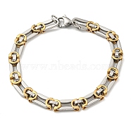 Two Tone 304 Stainless Steel Oval Link Chain Bracelet, Golden & Stainless Steel Color, 8-7/8 inch(22.6cm), Wide: 7mm(BJEW-B078-04GP)