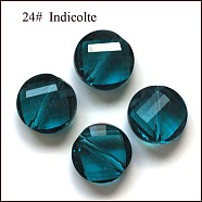 Imitation Austrian Crystal Beads, Grade AAA, Faceted, Flat Round, Dark Cyan, 8x4mm, Hole: 0.9~1mm(SWAR-F057-8mm-24)