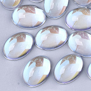 Transparent Glass Cabochons, AB Color Plated, Oval, Clear AB, 18x13x7mm(X-EGLA-N004-02A-01)