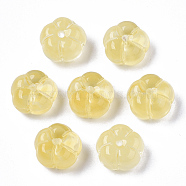 Transparent Spray Painted Glass Beads, Imitation Jelly, Flower, Champagne Yellow, 10x10x6.5mm, Hole: 0.9mm(GLAA-N035-07A-D02)