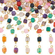 AHADERMAKER Jewelry Making Findings Sets, Including 50Pcs 5 Colors Natural Agate Pendants and 50Pcs 5 Colors Natural Agate Connector Charms, with Golden Plated Iron Findings, Cube, Mixed Color, 14~18x7~8x6~7.5mm, Hole: 2~4mm, 10pcs/color(FIND-GA0002-84)