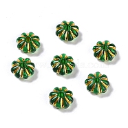 Acrylic Beads, Golden Metal Enlaced, Flower, Green, 6.5x6.5x3.5mm, Hole: 1.6mm, about 6250pcs/500g(SACR-C005-01E)