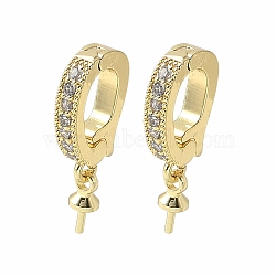 Brass Micro Pave Cubic Zirconia Pendants Bails, Lead Free & Cadmium Free, Long-Lasting Plated, Rack Plating, Real 18K Gold Plated, 18mm(KK-D324-21G)