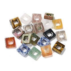 Mixed Gemstone Bead Frame, Square, 10~10.5x10~10.5x3.5~4.5mm, Hole: 1.4mm, Inner Diameter: 5x5mm(G-C167-04)