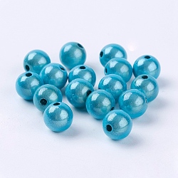Spray Painted Acrylic Beads, Miracle Beads, Round, Cyan, 8mm, Hole: 1.8mm(X-PB9284-2)