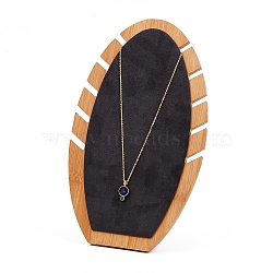 Bamboo Necklace Display Stand, L-Shaped Long Chain Display Stand, Oval, Dark Gray, 16x27x1.6cm(NDIS-E022-06A)