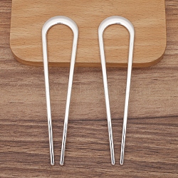 Alloy U-shaped Hair Forks, Hair Accessories for Women, Silver, 97x24mm(PW-WGBD216-01)