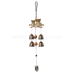 Owl Alloy Wind Chimes, with Beeswax and Bell, Pendant Decorations, Antique Bronze, 435mm(HJEW-WH0036-72)