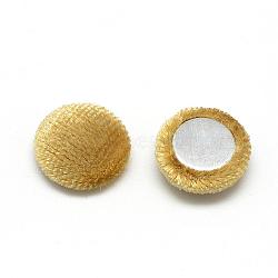 Velvet Cloth Fabric Covered Cabochons, with Aluminum Bottom, Half Round/Dome, Gold, 26~26.5x6.5mm(WOVE-S084-12F)