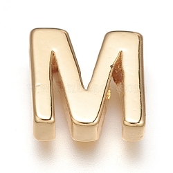 Brass Charms, for Personalized Name Necklace Making, Long-Lasting Plated, Real 18K Gold Plated, Letter.M, M: 8.5x8.5x3mm, Hole: 1.5mm(ZIRC-I037-01M-G)