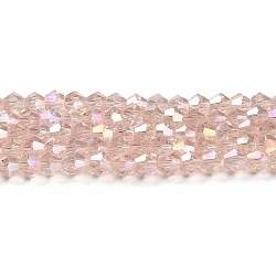 Transparent Electroplate Glass Beads Strands, AB Color Plated, Faceted, Bicone, Pink, 3.5~3.8mm, about 113~115pcs/strand, 36~36.5cm(GLAA-F029-3mm-A26)