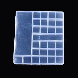Transparent Plastic Bead Containers, with 28 Compartments, for DIY Art Craft, Bead Storage, Rectangle, Clear, 22.5x20x1.75cm(CON-T004-01)