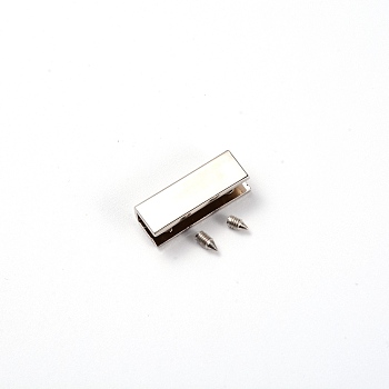 Zinc Alloy Bag Corner Protector Edging Frame, with Screw, Rectangle, Platinum, 9x25x7mm, Hole: 2.5mm