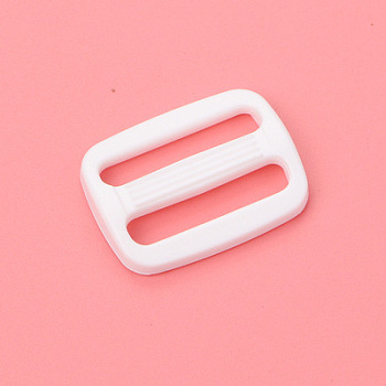Plastic Slide Buckle Adjuster, Multi-Purpose Webbing Strap Loops, for Luggage Belt Craft DIY Accessories, White, 26x22x3.5mm