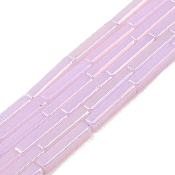Electroplate Glass Beads Strands, AB Color Plated, Rectangle, Plum, 19.5~20x3.5~4x3.5~4mm, Hole: 1mm, about 38pcs/strand, 29.13''(74cm)