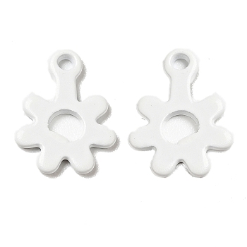 Spray Painted 201 Stainless Steel Charms, Flower Charms, White, 11x8.5x1mm, Hole: 1.2mm