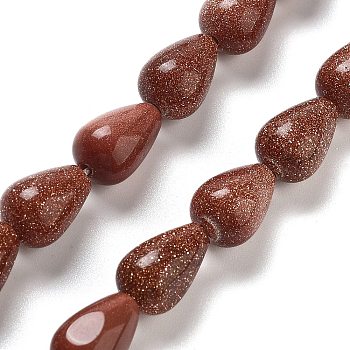 Synthetic Goldstone Beads Strands, Teardrop, 12x8mm, Hole: 1.2mm, about 33~34pcs/strand, 15.16~16.54''(38.5~42cm)