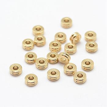 Brass Spacer Beads, Flat Round, Nickel Free, Raw(Unplated), 8x2mm, Hole: 2mm