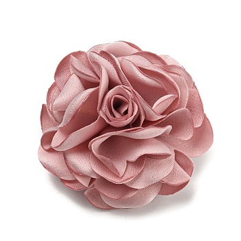 Fabric Rose Flower Brooch for Women, with Iron Pin & Alligator Clip, Indian Red, 53~55x53~55x34~37mm