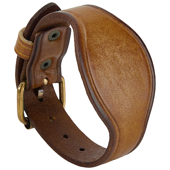 Retro Cowhide Leather Cord Bracelets for Women Men, with Alloy Clasps, Chocolate, 10-1/4x1-1/2x1/8 inch(26x3.7x0.45cm)