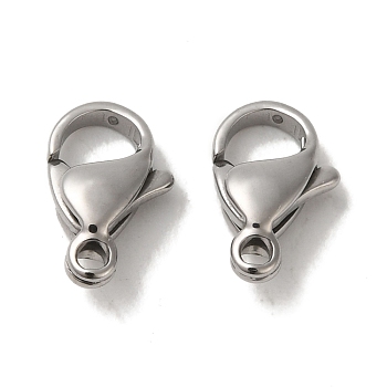 Tarnish Resistant 304 Stainless Steel Lobster Claw Clasps, Parrot Trigger Clasps, Manual Polishing, 11x7x3.5mm, Hole: 1mm