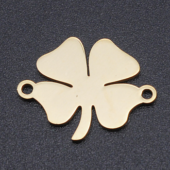201 Stainless Steel Links connectors, Clovers, Golden, 18x14x1mm, Hole: 1.4mm