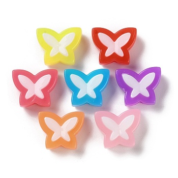 Two Tone Opaque Acrylic Beads, Imitation Jelly, Butterfly, Mixed Color, 16.5x20x9mm, Hole: 2~8mm, about 23pcs/500g