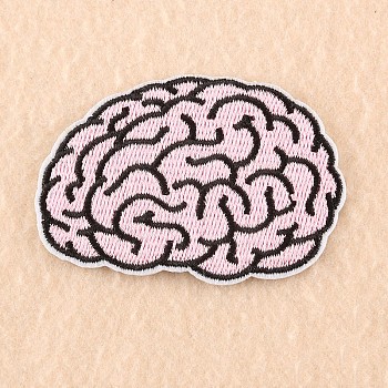 Computerized Embroidery Cloth Iron on/Sew on  Patches, Costume Accessories, Appliques, Brain, Pink, 47x69mm