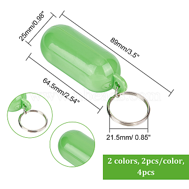nbeads 4pcs 2 couleurs porte-clés pendentif flottant en forme de pilule en plastique(KEYC-NB0001-72)-2