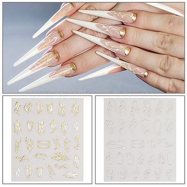 10 Sheets 10 Style Gold Stamping Wave French French Tips Nail Stickers(MRMJ-HY0002-33)-4