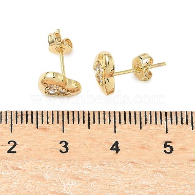 Messing Micro Pave klare Zirkonia Ohrstecker(EJEW-D323-04G)-3
