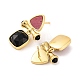 Ion Plating(IP) Natural Black Agate and Natural Rhodonite Stud Earring Findings(EJEW-U014-01E)-2