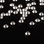 Silver Color Plated Brass Bicone Spacer Beads, Nickel Free, about 4mm in diameter, Hole: 1mm(X-KK-EC008-S-NF)