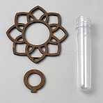 Wall Hanging Terrarium Planter with Plastic Tube, Wood Stand for Long Hydroponics Garden Office Room Decoration, Flower, 42.5~140x31.5~110x4.5mm(ODIS-WH0070-88F)
