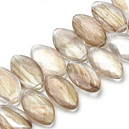 Synthetic Gold Rutilated Quartz Beads Strands, Oval, 30x18x7~8mm, Hole: 1mm, about 29pcs/strand, 10.6 inch(G-S273-12)